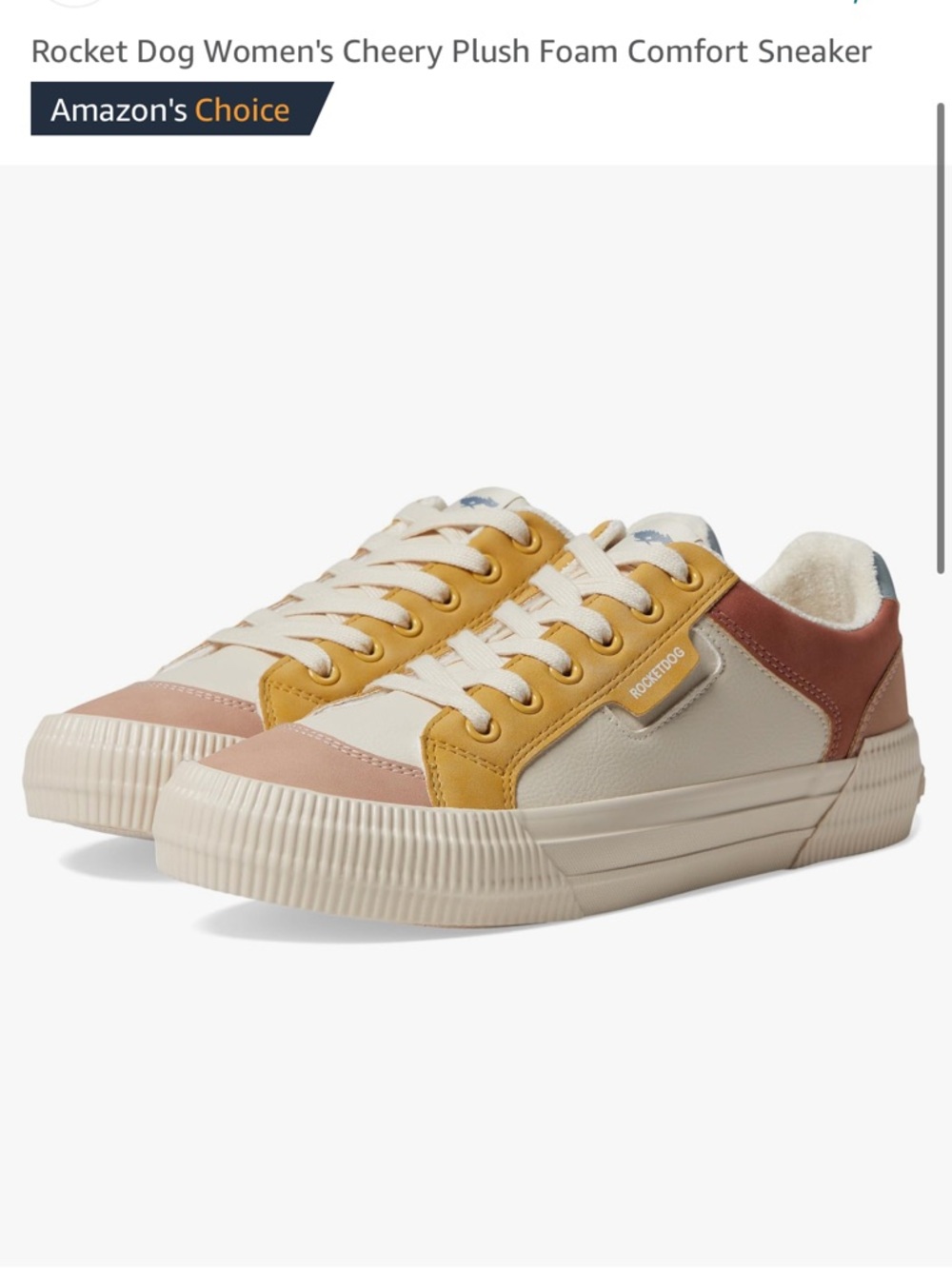 Women's Cheery Plush Foam Sneakers in Cream, Mustard & Blush
